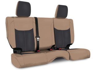 Jeep Wrangler JKU Rear Seat Covers - PRP Seats - Black/Tan - `13-`18